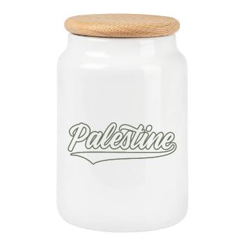Palestine style baseball vert olive-blanc - Boîte à biscuits avec couvercle en bois - blanc - Devant