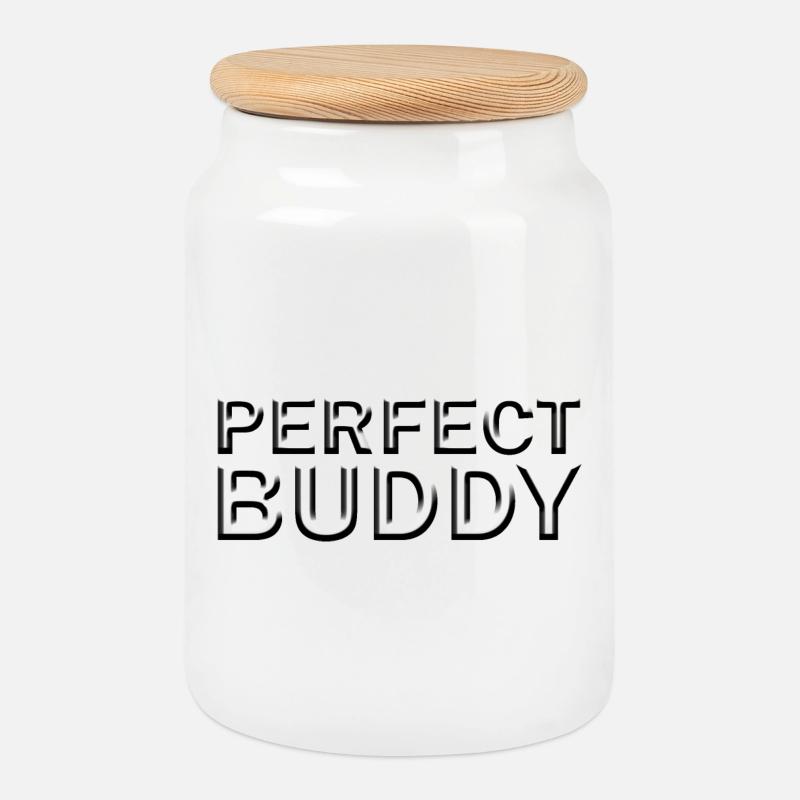 Perfect Buddy - Cookie Jar with Wooden Lid - white