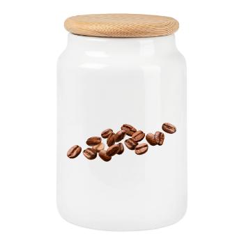 Art réaliste des grains de café - Boîte à biscuits avec couvercle en bois - blanc - Devant