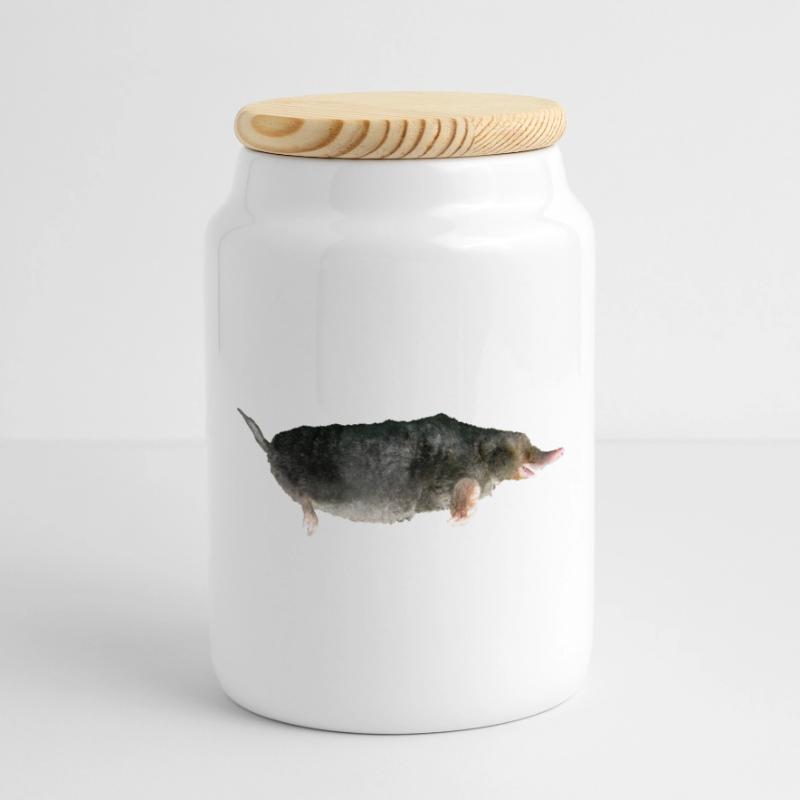 Mole Cookie Jar with Wooden Lid