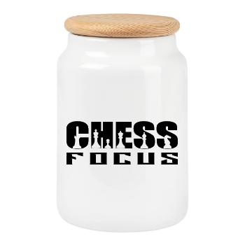 Chess Focus - Cookie Jar with Wooden Lid - white - Front
