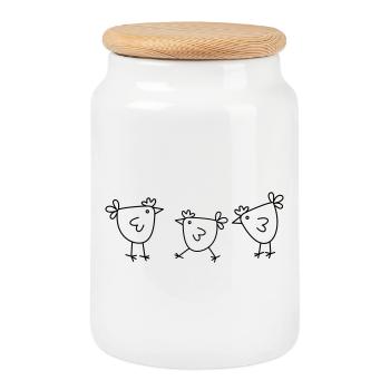 Poulet Poulet Poule conception de poulet minimalement simple - Boîte à biscuits avec couvercle en bois - blanc - Devant