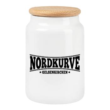 Nordkurve Gelsenkirchen | Farbe änderbar - Keksdose mit Holzdeckel - Weiß - Vorne