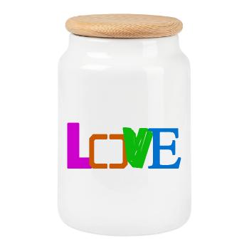 LOVE - Cookie Jar with Wooden Lid - white - Front