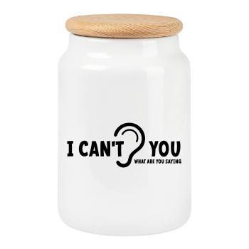 Deaf, hard of hearing, deafness, hearing loss sign - Cookie Jar with Wooden Lid - white - Front