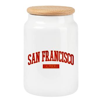 Lettrage Vintage Uni de San Francisco - Boîte à biscuits avec couvercle en bois - blanc - Devant