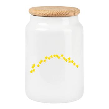Demi-cercle Stararc petites étoiles 3D - Boîte à biscuits avec couvercle en bois - blanc - Devant