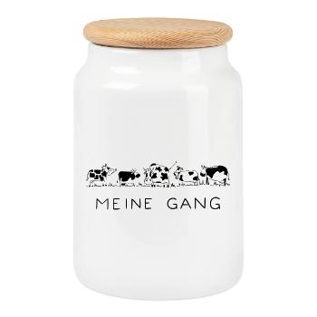 Meine Gang - Kühe, Bauernhof, Tierliebe, Landwirt - Keksdose mit Holzdeckel - Weiß - Vorne