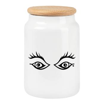 Eyes - Cookie Jar with Wooden Lid - white - Front