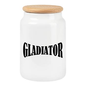 Chemise de gladiateur - Boîte à biscuits avec couvercle en bois - blanc - Devant