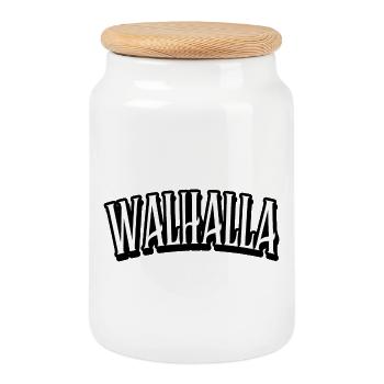 Valhalla Viking Viking Shirt - Cookie Jar with Wooden Lid - white - Front