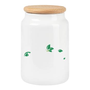 Nature laisse le logo des empattements - Boîte à biscuits avec couvercle en bois - blanc - Devant