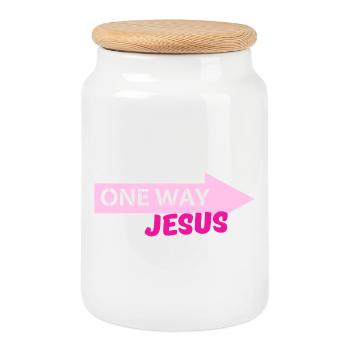 Flèche de Jésus à sens unique - Boîte à biscuits avec couvercle en bois - blanc - Devant