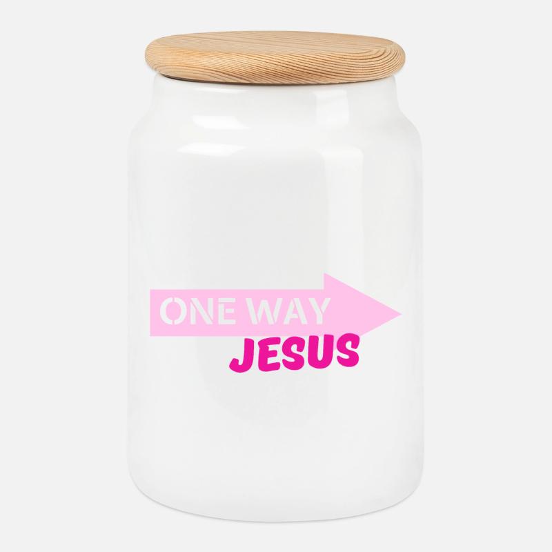 Einweg-Jesus-Pfeil - Keksdose mit Holzdeckel - Weiß