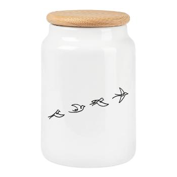 Le vol de l'oiseau noir - Boîte à biscuits avec couvercle en bois - blanc - Devant