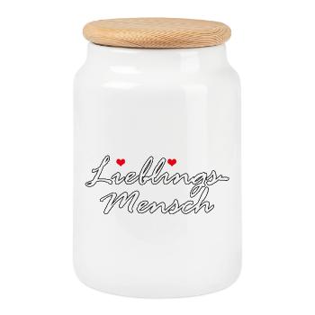 LIEBLINGSMENSCH LIEBE HERZ VALENTINSTAG GESCHENK - Keksdose mit Holzdeckel - Weiß - Vorne