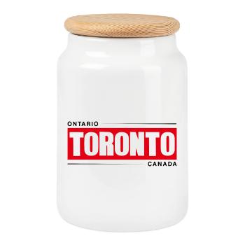 Toronto Bold Red Black Logo - Boîte à biscuits avec couvercle en bois - blanc - Devant