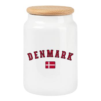 Flag of Denmark, Danish pride - Cookie Jar with Wooden Lid - white - Front
