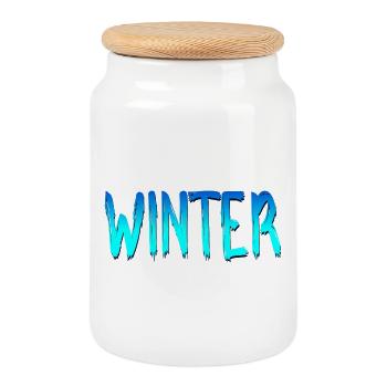 SCHRIFTZUG WINTER - Keksdose mit Holzdeckel - Weiß - Vorne