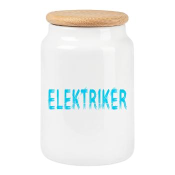 Elektriker Handwerker Design - Keksdose mit Holzdeckel - Weiß - Vorne