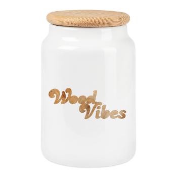 Wood Vibes good coole Citations Holz Wald Natur Fan - Boîte à biscuits avec couvercle en bois - blanc - Devant