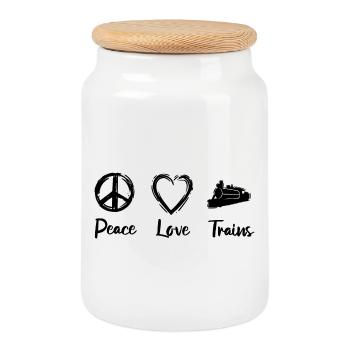 L’amour du chemin de fer - Boîte à biscuits avec couvercle en bois - blanc - Devant