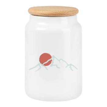 Pic ensoleillé Montagne minimale - Boîte à biscuits avec couvercle en bois - blanc - Devant