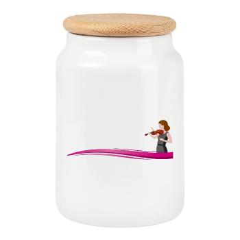 Violinist on a wave - Cookie Jar with Wooden Lid - white - Front