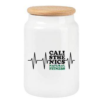 Natural Fitness Gymnastique suédoise Pouls Battement de cœur Sport - Boîte à biscuits avec couvercle en bois - blanc - Devant