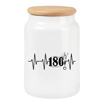 180 Darts Arrows Team Symbol icon Pulse Heartbeat - Cookie Jar with Wooden Lid - white - Front