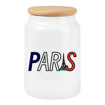 Paris Silhouette mit Eiffelturm Farbenspiel - Keksdose mit Holzdeckel - Weiß - Vorne