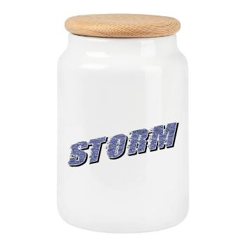 STORM Claim | Storm lettering - Cookie Jar with Wooden Lid - white - Front