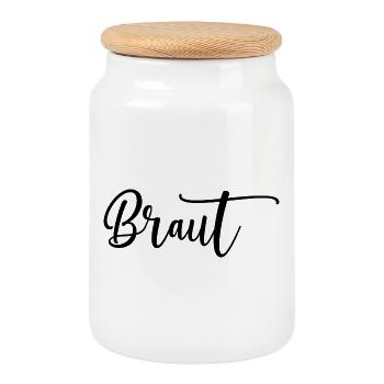 Conception de mariée pour enterrement de vie de jeune fille - Boîte à biscuits avec couvercle en bois - blanc - Devant