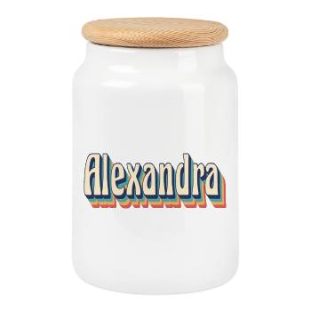 Alexandra t-shirt rétro vintage t-shirt cadeau - Boîte à biscuits avec couvercle en bois - blanc - Devant
