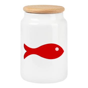 SARDINE. FISCH. APRILSCHERZ - Keksdose mit Holzdeckel - Weiß - Vorne