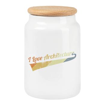 I Love Architecture - Cookie Jar with Wooden Lid - white - Front