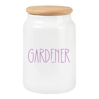 jardinier fille fière cadeau mignon - Boîte à biscuits avec couvercle en bois - blanc - Devant