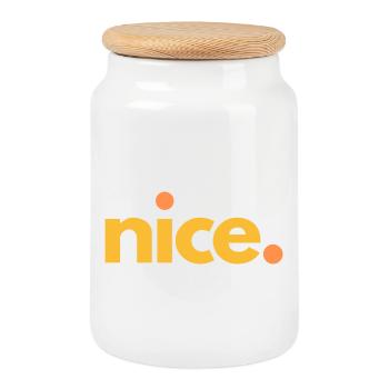 agréable.04 - Boîte à biscuits avec couvercle en bois - blanc - Devant