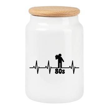 80s Lover Heartline - Cookie Jar with Wooden Lid - white - Front