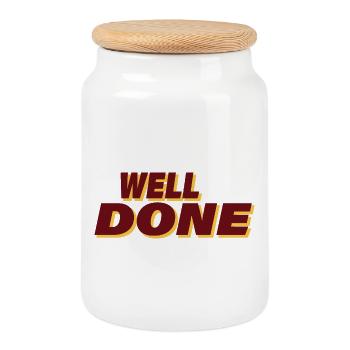 WELL DONE - Keksdose mit Holzdeckel - Weiß - Vorne