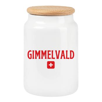GIMMELWALD Suisse Drapeau - Boîte à biscuits avec couvercle en bois - blanc - Devant