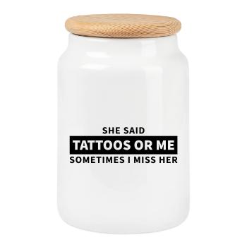 Tattoos or me - Cookie Jar with Wooden Lid - white - Front