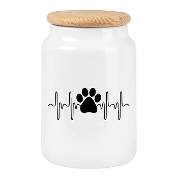 Paw Heartbeat - Cookie Jar with Wooden Lid - white - Front