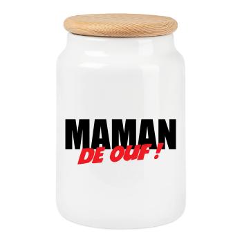 Crazy mom! - Cookie Jar with Wooden Lid - white - Front