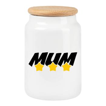 Meilleure Maman - Fête des Mères - Boîte à biscuits avec couvercle en bois - blanc - Devant