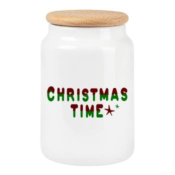 Période de Noël - Boîte à biscuits avec couvercle en bois - blanc - Devant