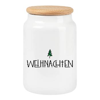 Endlich Weihnachten - Keksdose mit Holzdeckel - Weiß - Vorne
