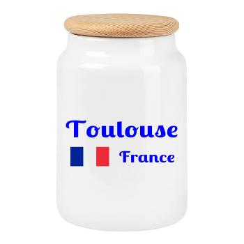 Toulouse France- Stylish prints - Cookie Jar with Wooden Lid - white - Front