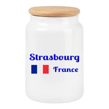 Straßburg Frankreich - Stilvolle Drucke - Keksdose mit Holzdeckel - Weiß - Vorne