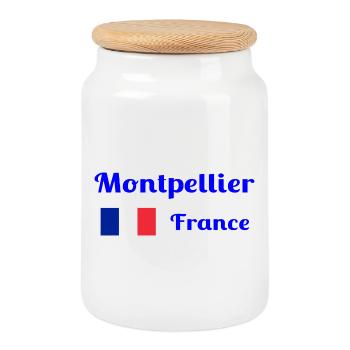 Montpellier, Frankreich - Stilvolle Drucke - Keksdose mit Holzdeckel - Weiß - Vorne